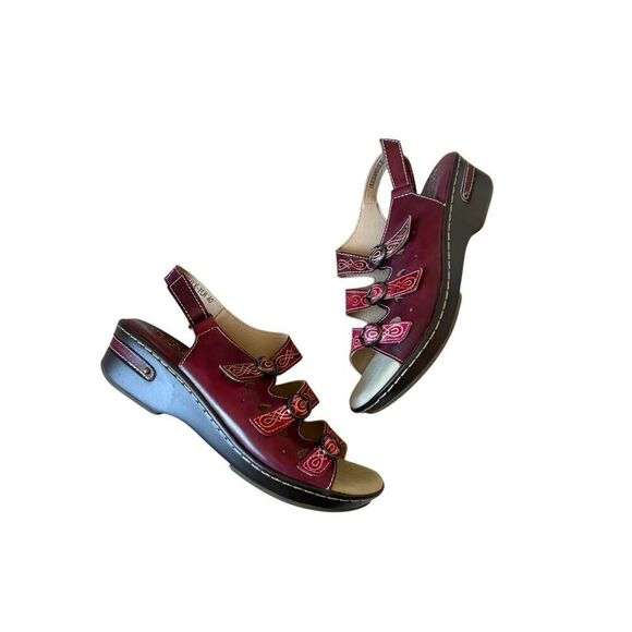L'Artiste by Spring Step Burbandale Slingback Sandals size 40 US 9 Leather Red - Picture 2 of 11